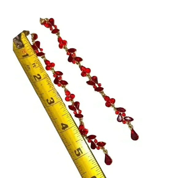 Absolutely GORGEOUS!!Elegant Red Gemstone Earrings - Polished Gold-Tone Setting” - Picture 9 of 14